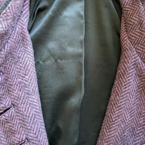 VTG. Y2K BETSEY JOHNSON Purple Wool Blend Herringbone Tweed Peplum Jacket Sz 4 - Picture 7 of 8